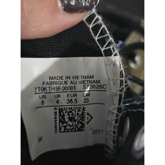 Converse Chuck Taylor All Star Womens Green Black High Platform Glitter Shoes 6 - Picture 6 of 12